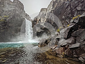 View on the Folaldafoss waterfall in Iceland