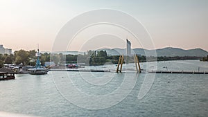 View of Copa Cagrana timelapse, an area by the Neue Donau in the 22th district of Vienna photo