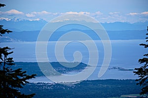 View from Forbidden Plateau:  Comox, Courtenay and Mainland Mountains photo