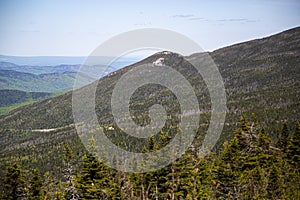 View of forest, mountains, road from Whiteface Mountain in the State New York  USA