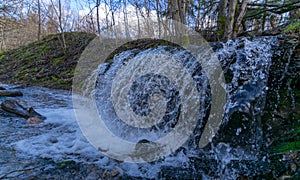 View of forest waterfall, deep forest waterfall landscape
