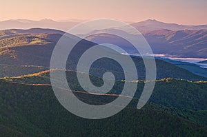 View at forests in Bukovec mountains in Slovakia in Poloniny