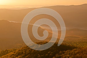 View at forests in Bukovec mountains in Slovakia in Poloniny