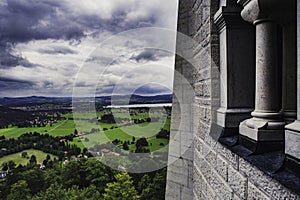 View form the balcony of the Neuschwanstein castle in Germany