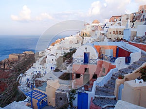 The view form Byzantine Castle Ruins in Santorini. Oia, Santorini