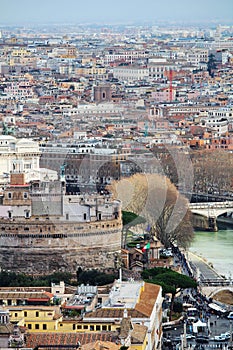 View form the cupola of Vatican Saint Peter`s Cathedral