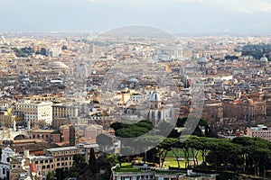 View form the cupola of Vatican Saint Peter`s Cathedral