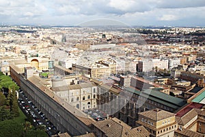 View form the cupola of Vatican Saint Peter`s Cathedral