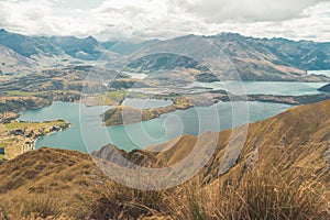 View form the Roys Peak mountain on south island in New Zealand