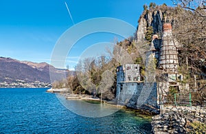 View of Fornaci of CaldÃÂ¨, located on the coast of Lake Maggiore in Castelveccana in the province of Varese. photo