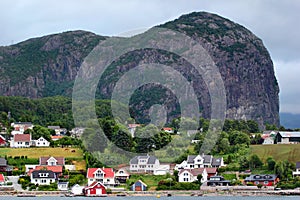 View of Forsand village in Rogaland county, Norway.