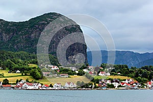 View of Forsand village in Rogaland county, Norway.