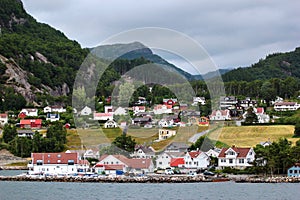 View of Forsand village in Rogaland county, Norway.