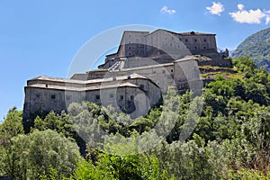 View of Fort Bard, Aosta Valley, Italy