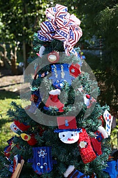 Patriotic christmas tree in fort Myers, Florida, usa