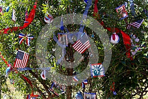 Patriotic christmas tree in fort Myers, Florida, usa