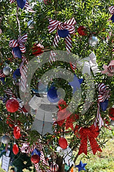 Patriotic christmas tree in fort Myers, Florida, usa