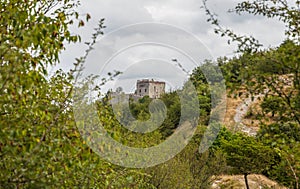 View of Fort Puin in the city of Genoa, Mura park trail Parco delle Mura, Genoa, Italy