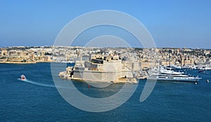 View of Fort St. Angelo in Grand Harbour, Malta