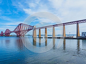 View of the Forth Bridge, a railway bridge across the Firth of Forth near Edinburgh, Scotland.