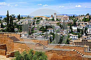 View from Alhambra over the city of Granada, Spain