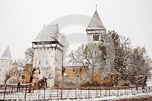 The fortified evangelical church from Agnita  Sibiu County  Romania photo