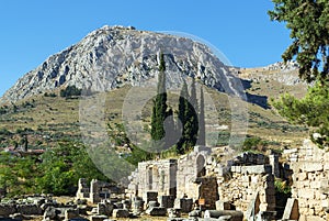 View of fortress Acrocorinth, Greece