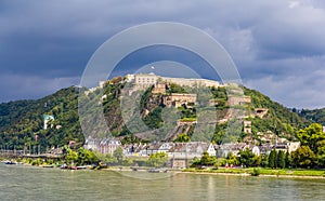 View of Fortress Ehrenbreitstein in Koblenz