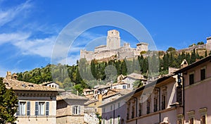 View of The Fortress Rocca Maggiore - Assisi  Umbria Region  Italy