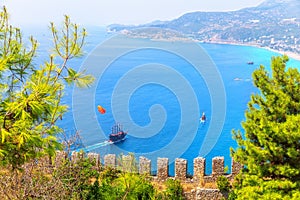 View from the fortress on the sea of Alanya, Turkey