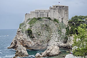 View of Fortresses Lovrijenac from Dubrovnik city walls, Dubrovnik, Croatia