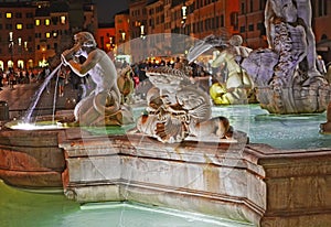 View of the Fountain of the Moor Fontana del Moro in Piazza Na