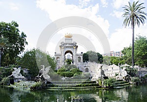 A view of Fountain of Parc de la Ciutadella, in Barcelona, Spain. The Parc de la Ciutadella is a park on the