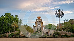 A view of fountain of Park Ciutadella. Amazing architecture.