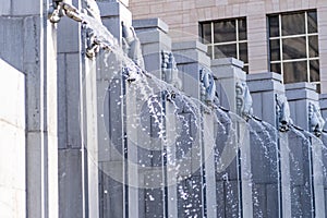 View on Fountain in the park mont des arts in Belgium