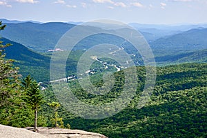 View of Franconia Notch from Mt Pemigewasset (Indian Head) looking toward Lincoln, NH and Interstate 93