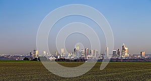 View of Frankfurt skyline with fields