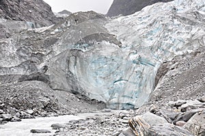 View of Franz Josef Glacier in Westland Tai Poutini National Park on the West Coast of South Island, New Zealand