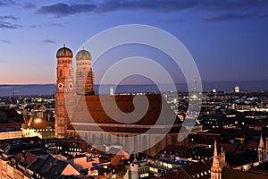 View of Frauenkirche in winter, Munich, Germany