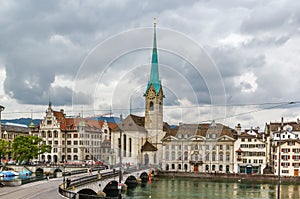 View of  Fraumunster church in Zurich, Switzerland