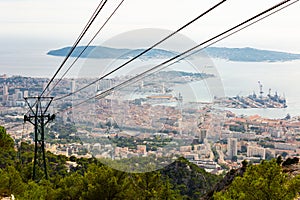 View of french city Toulon from cableway