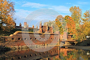 View of the Friedland gates of the park in the city of Kaliningrad