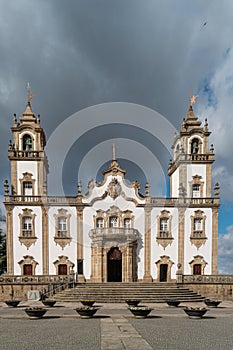 View at the front facade at the Church of Mercy, Igreja da Misericordia, baroque style monument, architectural icon of the city of