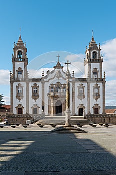 View at the front facade at the Church of Mercy, Igreja da Misericordia, baroque style monument, architectural icon of the city of photo
