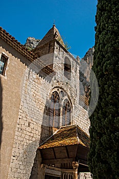 View of the front facade of the church Notre-Dame de Beauvoir,.