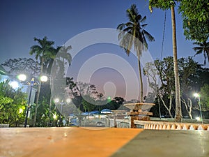 View of the front of the garden of the rural mosque
