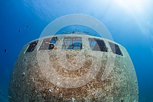 View of front of Satil. Wreck in Red Sea. In international resort, Eilat. South of Israel. photo