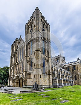 A view of the front side aspect of the Cathedral in Ripon, Yorkshire, UK