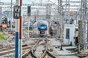 A view of the front window of a train