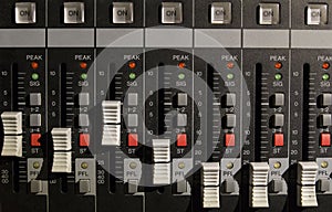 View of frontal mixer panel with audio cursor photo